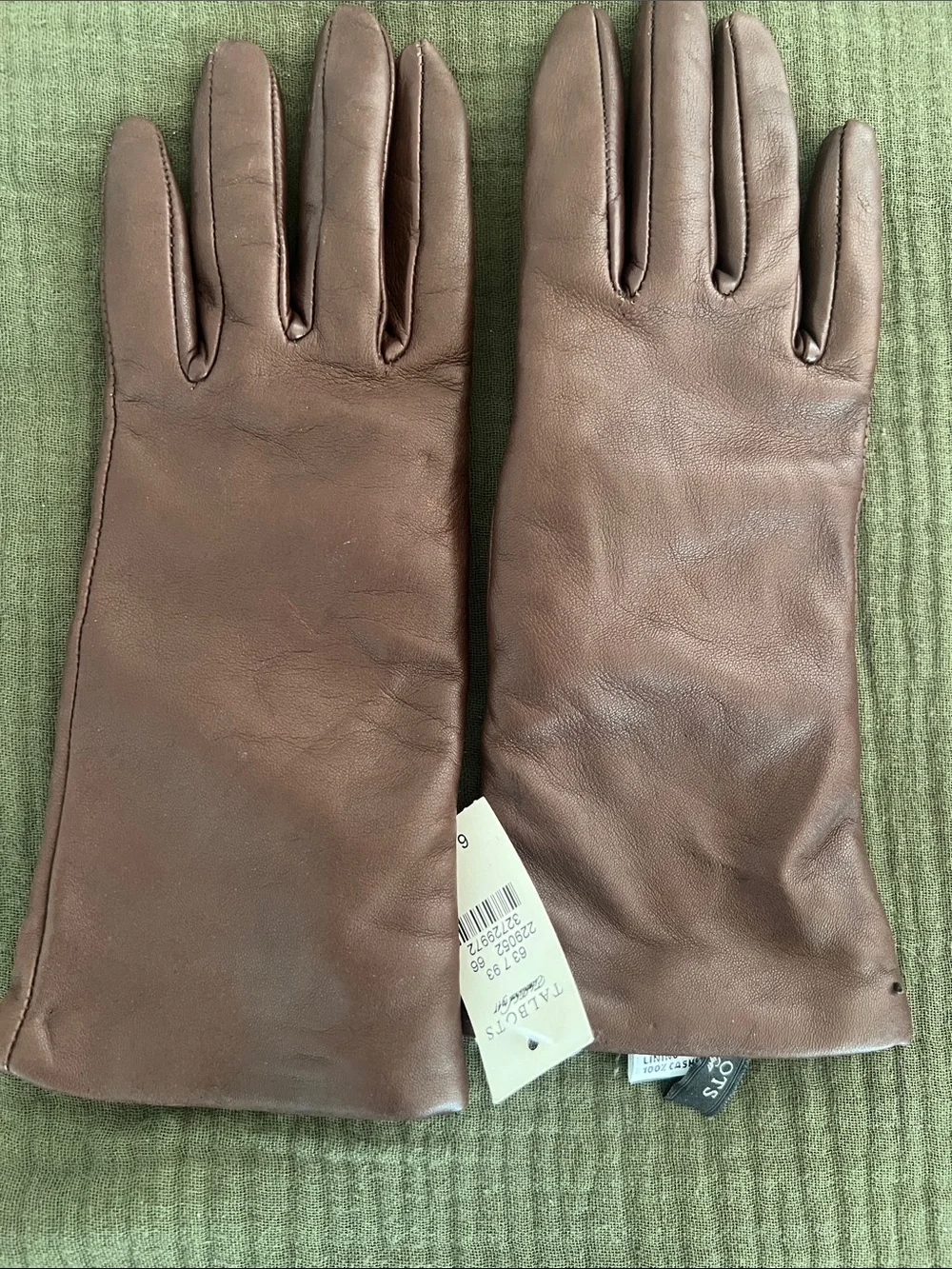Vintage Talbots Brown Leather Gloves with Cashmere Lining